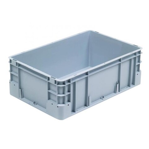 S-kasse 600x400x220 mm u/hå.hul - grå