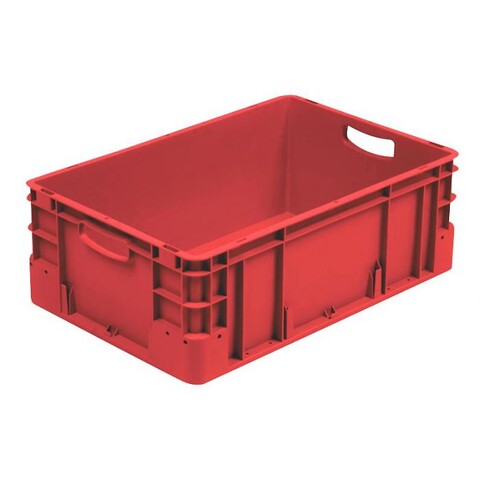 S-kasse 600x400x220 mm m/hå.hul - rød