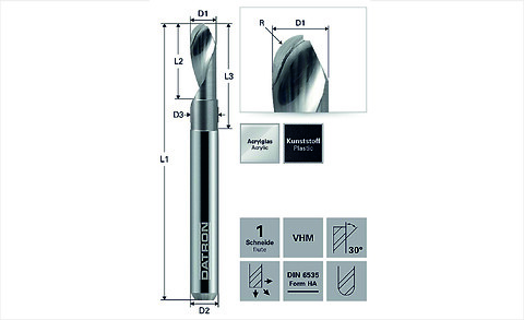 Fullradiusfræser for akryl / Ball Nose End Mill for Acrylic Glass  - DATRON - DATRON fræser og \nradiusfræsere\nfor akryl \nball nose\nend mill \nfräs\nfullradiefräs\nballnose\nsolectro\nakryl 