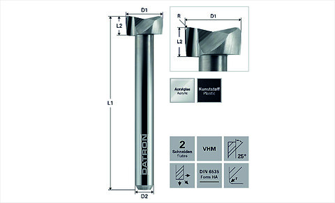 DATRON planfräs för akryl / Face mill for acrylic glass - DATRON akryl fræsere - Face mill\n\n