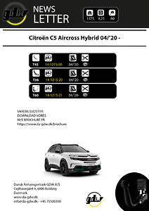 Citroën C5 Aircross Hybride anhængertræk fast og aftageligt fra Dansk Anhængertræk GDW
