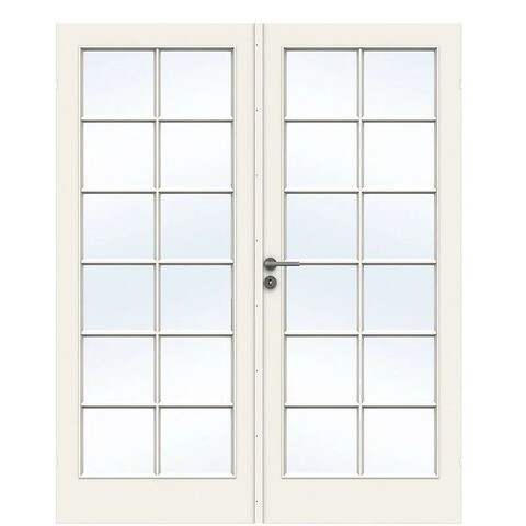 Dobbeltdør fra Swedoor, Fransk dør, Clever-Line, Style SP12, Klart glas, Hvid