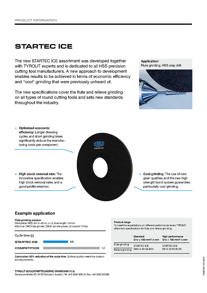 STARTEC ICE\nResin bonded grinding wheels for HSS tool manufacturing