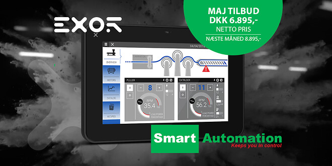 Smart Automation ApS  tilbyder i maj EXOR JSmart707 NFC med 22,5% rabat