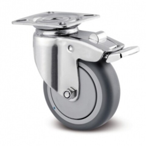 Swivel Castors with total lock 75 mm Stainless, Agila, 7477PJC075P40