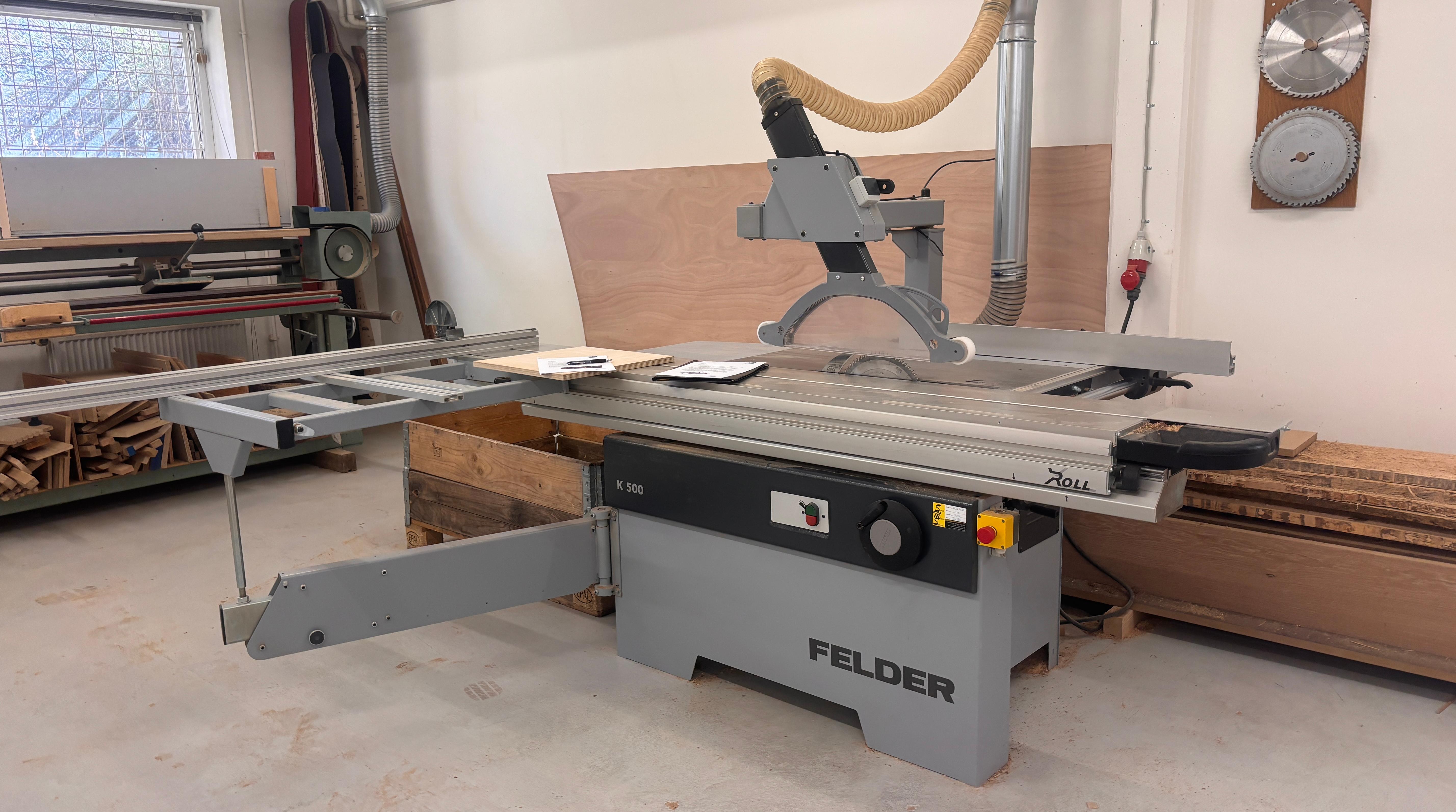 Brugt FELDER K500 formatsav + RL160 spånsug sælges hos Slejpner A/S