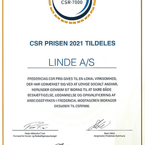 CSR-diplom til Linde Gas fra Fredericia Kommune 