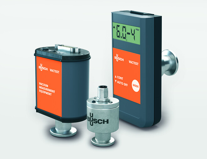 De tre produktlinjerna i Buschs VACTEST vakuummätningsutrustning (från vänster till höger): VACTEST digitala mätare, VACTEST analoga mätare, VACTEST mobila mätare.
