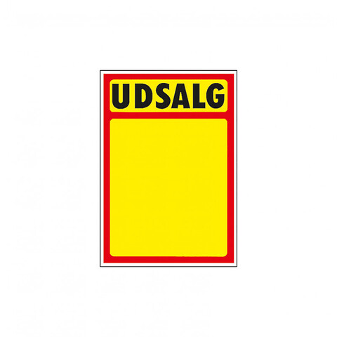 Skilte "Udsalg" med rød kant A8, 50 stk/pakke