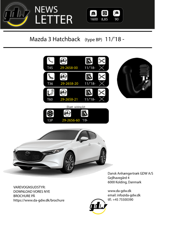 Mazda Hatchback fast og aftageligt