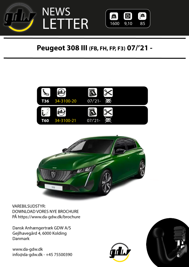 Peugeot III anhængertræk