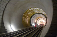 Gotthard Tunneln med tågräls.Photo courtesy of Alptransit Gotthard