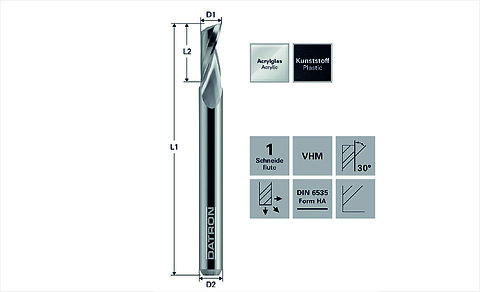 DATRON fræsere for Akryl / End Mill for Acrylic Glass - DATRON fræsere for Akryl \n