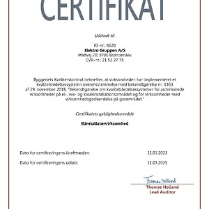 Certifikat - kvalitetsledelsessystem