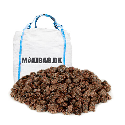 Røde granitskærver 8-11 mm i Maxibag - Røde granitskærver 8-11 mm. i bigbag. Bedste kvalitet. Danmarks hurtigste levering. Maxibag.dk