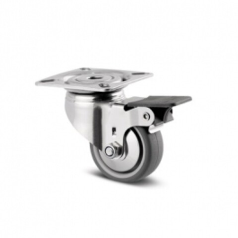 Swivel Castors with wheel brake 50 mm Stainless, Agila, 7475PJH050P40