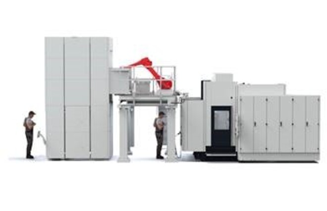 SW machine automated with TopRob and workpiece tower