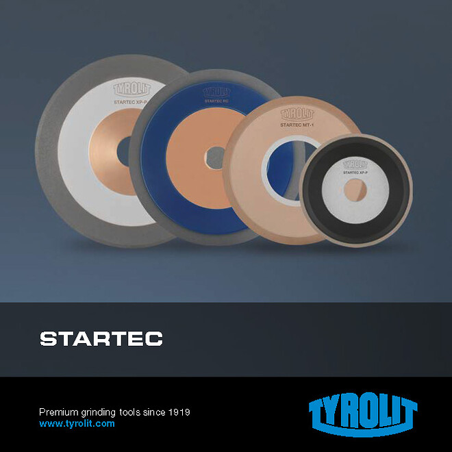 TYROLITs STARTEC RC. Very high material removal rate, very low grinding forces, moderate profile retention.