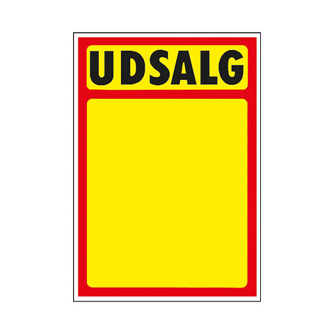Skilte "Udsalg" med rød kant A5, 50 stk/pakke