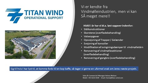 Titan Wind Operational Support - stålkonstruktion, svejs, valsning, maling, sandblæs, metallisering