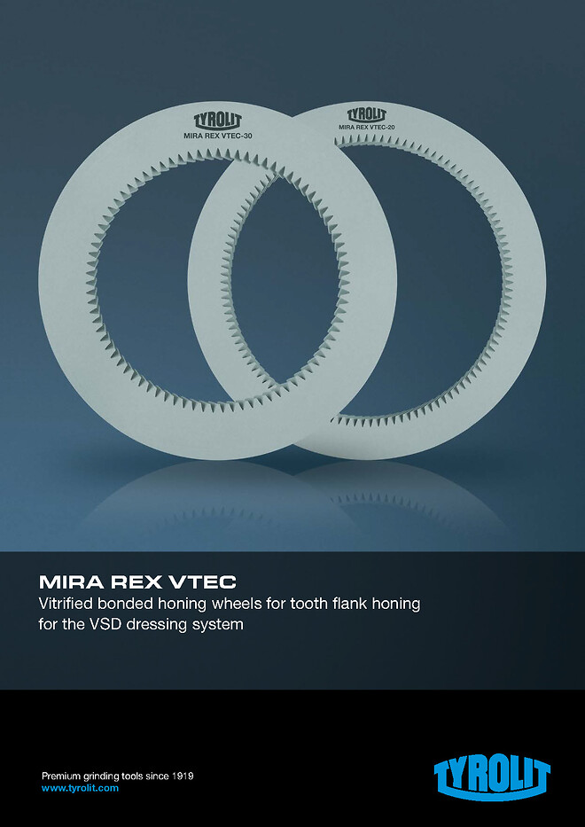 MIRA REX VTEC\nVitrified bonded honing wheels for tooth flank honing\nfor the VSD dressing system