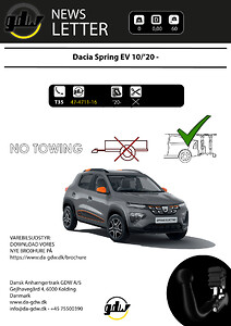 Dacia Spring EV aftageligt træk kun til cykelholder fra Dansk Anhængertræk GDW