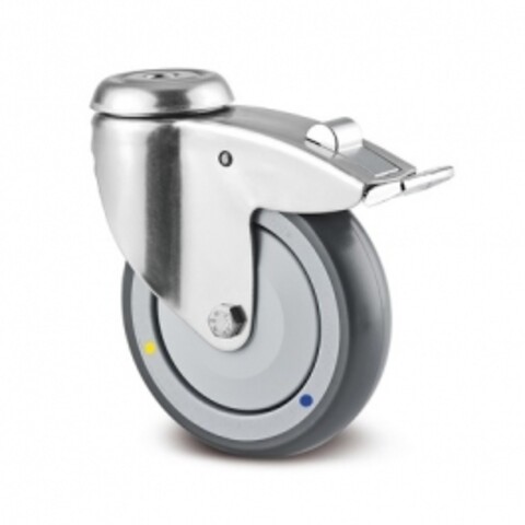 Swivel Castors with total lock 125 mm Stainless, Conductive Agila, 7477XSC125P30-13