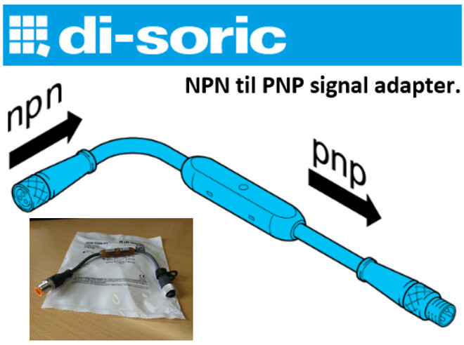 Sensor adapter, med  NPN til PNP konverterings funktion.
EGE-Elektronik