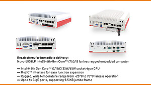Et begrænset antal fanless industricomputere til omgående levering af model Neousys Nuvo 5002LP udstyret med Intel Core™ i7-6700. 