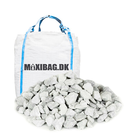 Hvide granitskærver 11-16 mm i Maxibag - Hvide granitskærver 8-11 mm. i bigbag. Bedste kvalitet. Danmarks hurtigste levering. Maxibag.dk