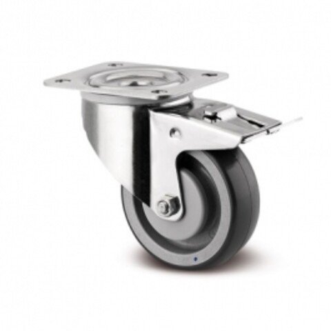 Swivel Castors with total lock 100 mm Stainless, Conductive Alpha, 8477XSC100P62