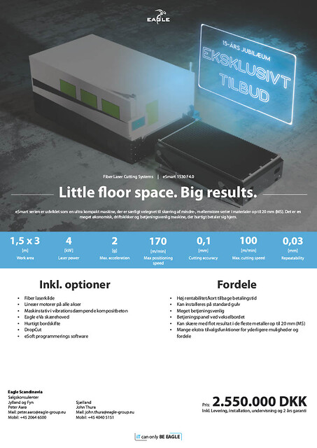 Eagle eSmart Fiberlaser. 15 års Jubilæumstilbud. - Metal Supply DK