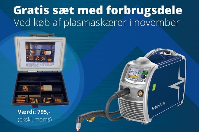 Gratis sæt med forbrugsdele ved køb af Saber 70 plasmaskærer resten af november | Svejsehuset A/S