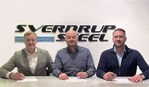 Fra venstre: Indrek-Jörgen Attim, Sales Manager – Amari Metals OÜ, Thomas Refstad, Export Sales Director – Sverdrup Steel, Giedrius Velykis, Managing Director – Amari Metals UAB