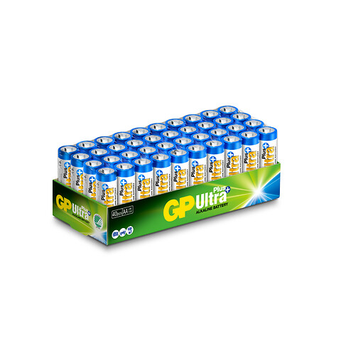 GP Ultra Plus Alkaline AA batteri, 15AUP/LR6, 40-pak - GP Ultra Plus Alkaline AA-batterier, 40 pak