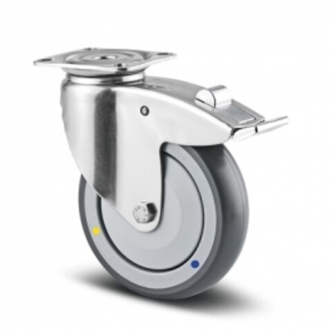 Swivel Castors with total lock 100 mm Stainless, Conductive Agila, 7477XSC100P50