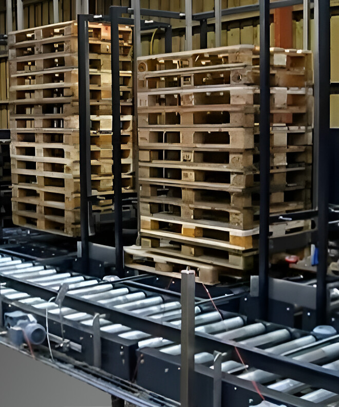 drevne rullebanner til palletransport - transport af euro paller - Nikodan Process Equipment