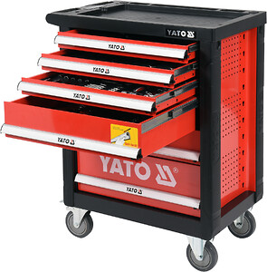 6 skuffers YATO værkstedsvogn med hele 185 stk. professionelt YATO værktøj. (Ny model)