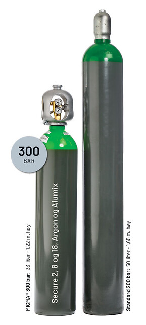Gass flasken Migma® 300 bar. Lavere, lettere og sikrere.